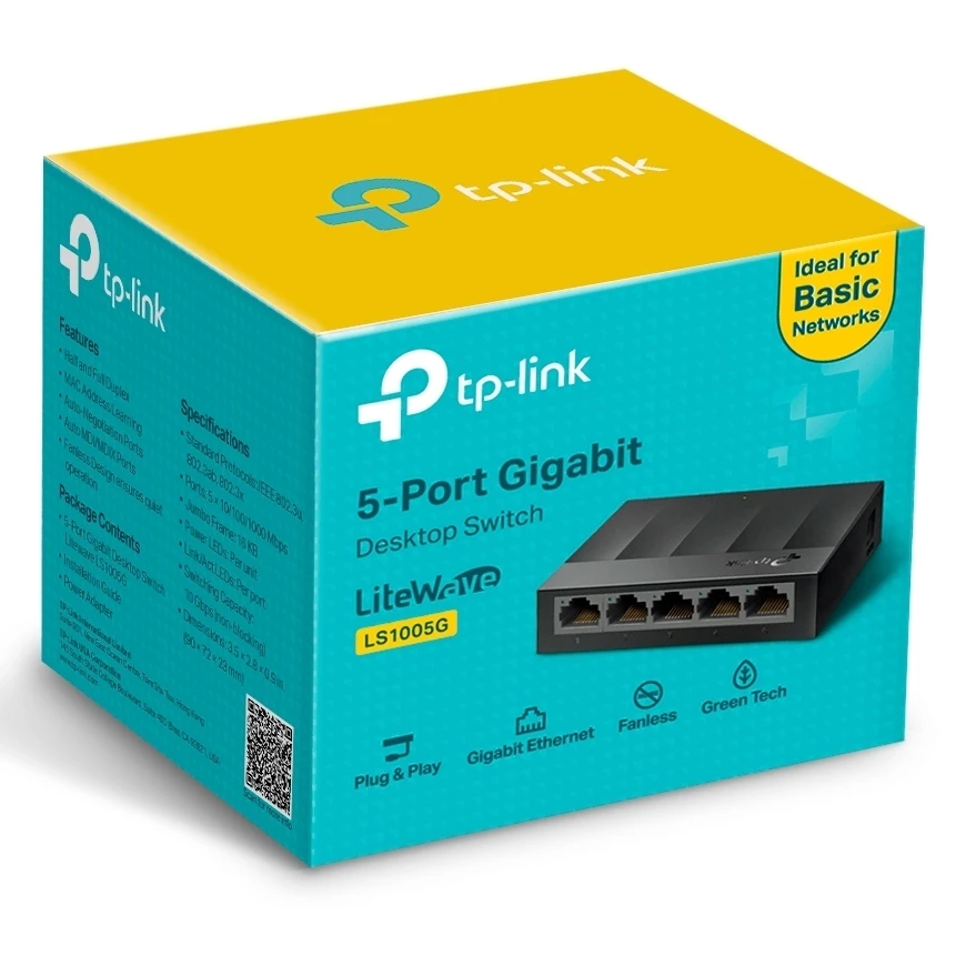 .5-port 10/100/1000mbps switch tp-link litewave "ls1005g", plastic case 6