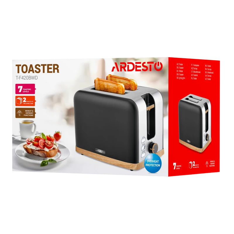 Toaster ardesto t-f420bwd, negru | oțel inoxidabil 3