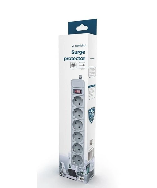 Prelungitor electric gembird gmb spg6-b-6c, 6 prize, 1,8 m, gri 2