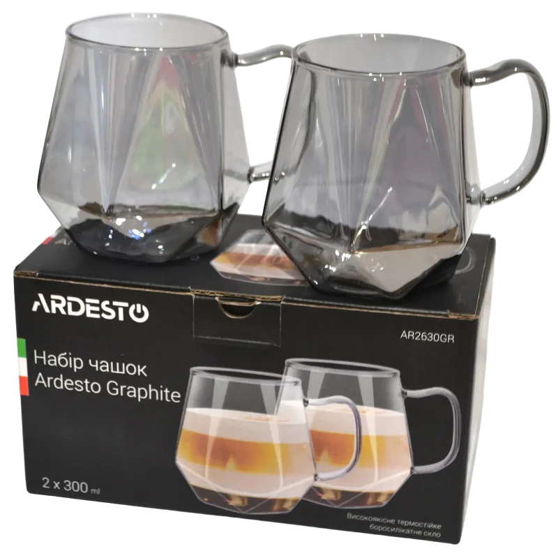 Набор стаканов ardesto ar2630gr, 300 мл, 2 шт, прозрачный 3
