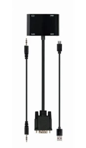 Adaptor cablexpert a-vga-hdmi-02, vga d-sub (m) - hdmi (f) + vga, 0.15 m, negru Thumbnail 5