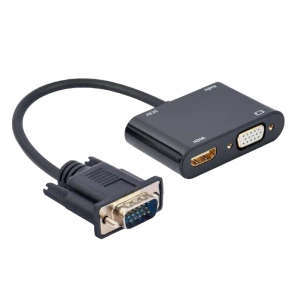 Переходник cablexpert a-vga-hdmi-02, vga d-sub (m) - hdmi (f) + vga, 0.15 м, чёрный