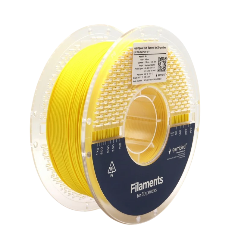 Filament pentru imprimantă 3d gembird 3dp-pla1.75hy-01-y, pla, galben, 1.75 mm, 1kg 3