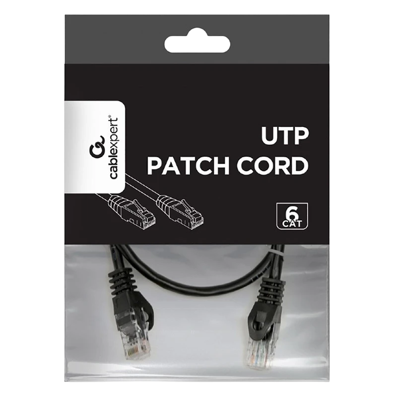 Patch cord cablexpert pp6u-0.5m/bk, cat6 utp, 0,5m, negru 4