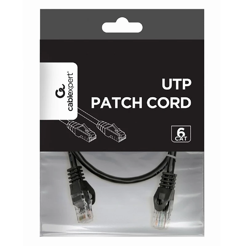 Patch cord cablexpert pp6u-0.5m/bk, cat6 utp, 0,5m, negru 2