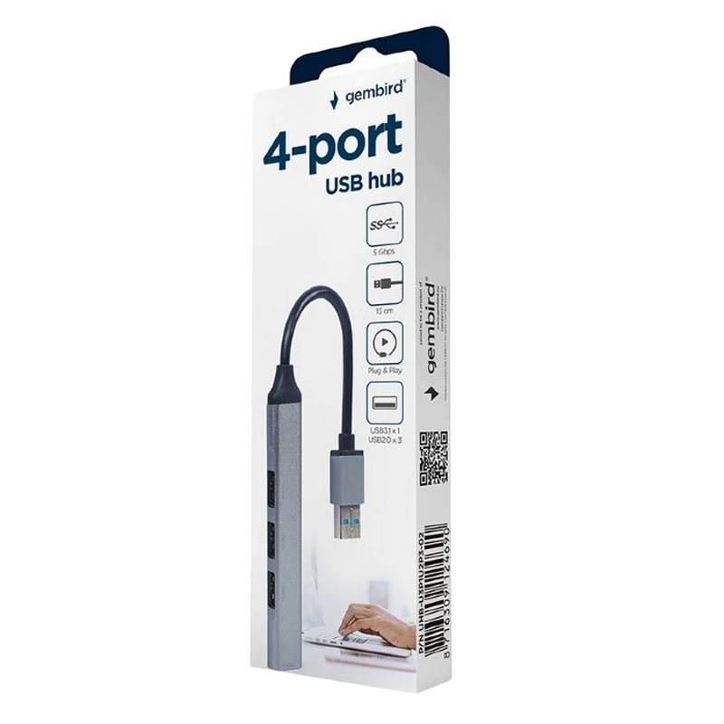 Usb-концентратор gembird uhb-u3p1u2p3-02, серебристый 4