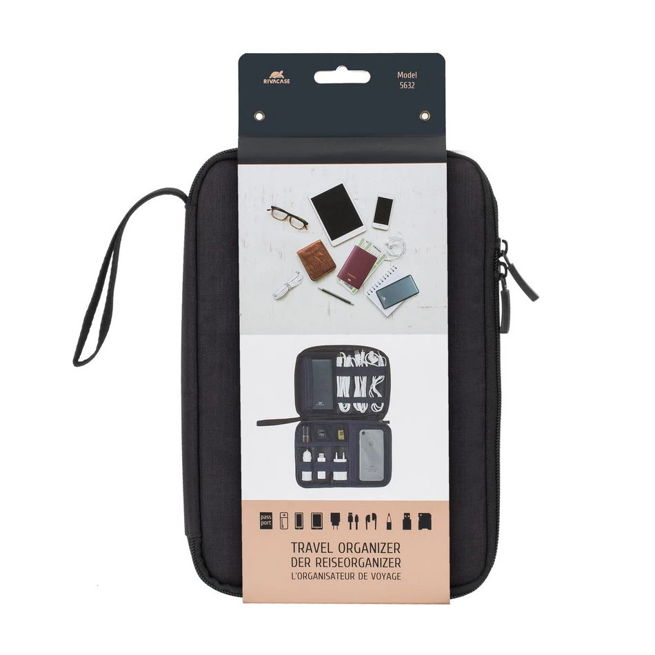 Organizator pentru calatorie rivacase biscayne, poliester, negru 9
