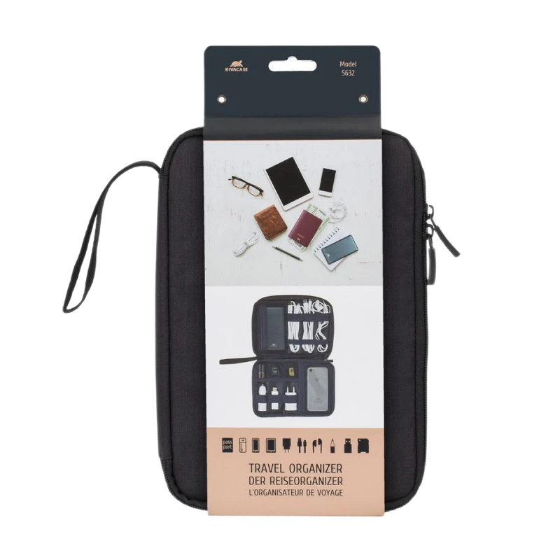 Organizator pentru calatorie rivacase biscayne, poliester, negru 3