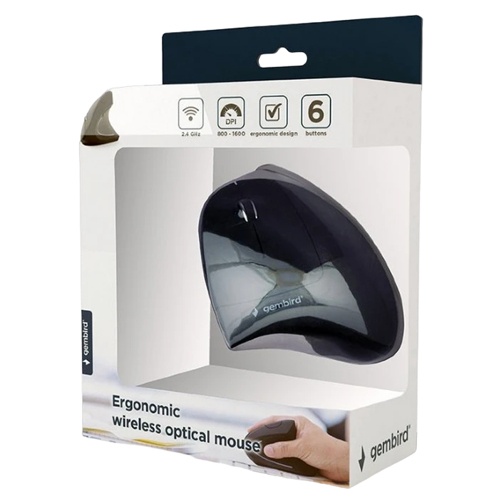 Беcпроводная мышь gembird musw-ergo, чёрный 2