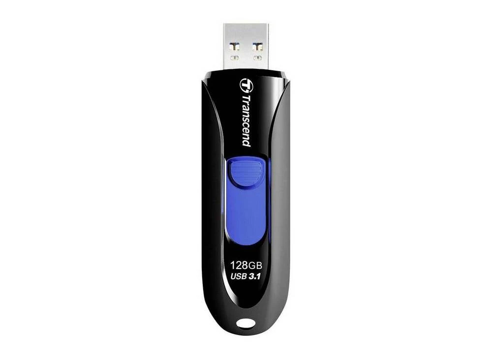 Usb flash накопитель transcend jetflash 790, 128гб, чёрный/синий 2