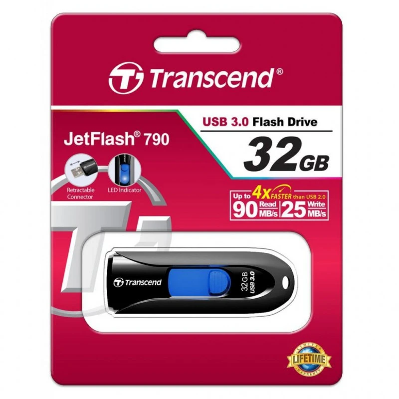 Usb flash накопитель transcend jetflash 790, 32гб, чёрный 8