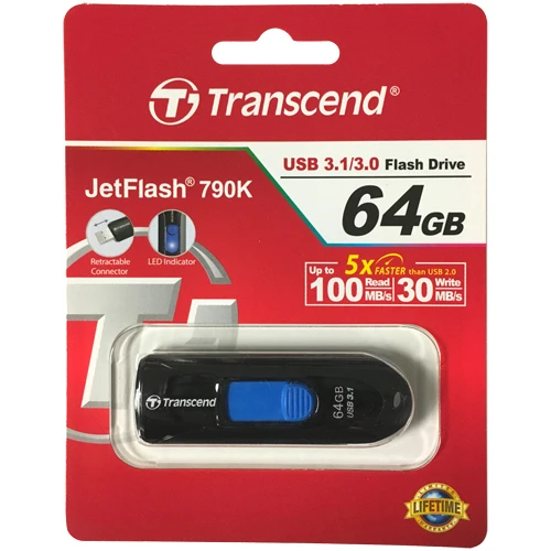 Memorie usb transcend jetflash 790, 64gb, negru 8
