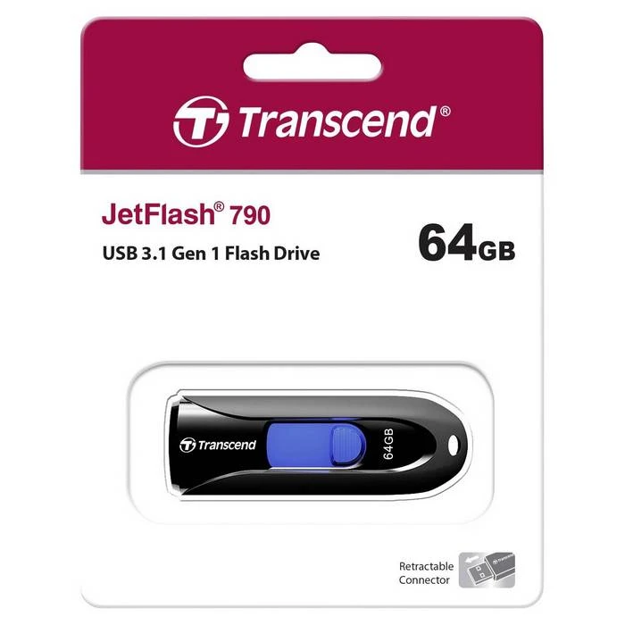 Memorie usb transcend jetflash 790, 64gb, negru 6
