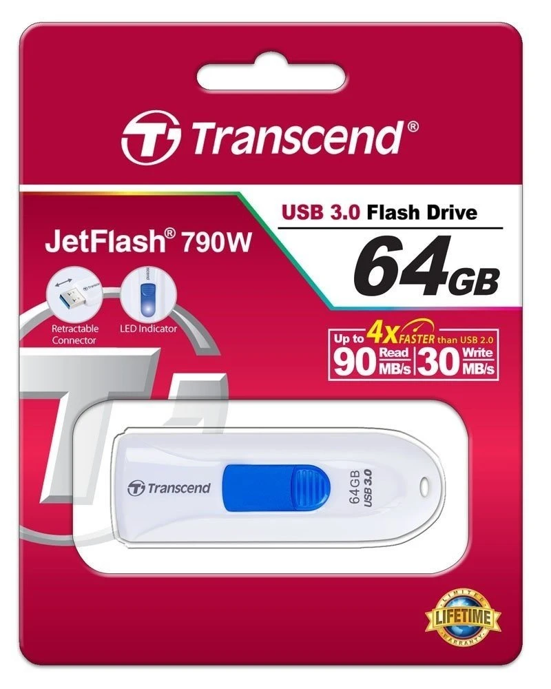 Memorie usb transcend jetflash 790, 64gb, alb 8