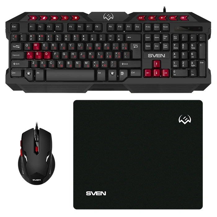Set tastatură + mouse + mouse pad sven gs-9200, cu fir, negru/rosu 7