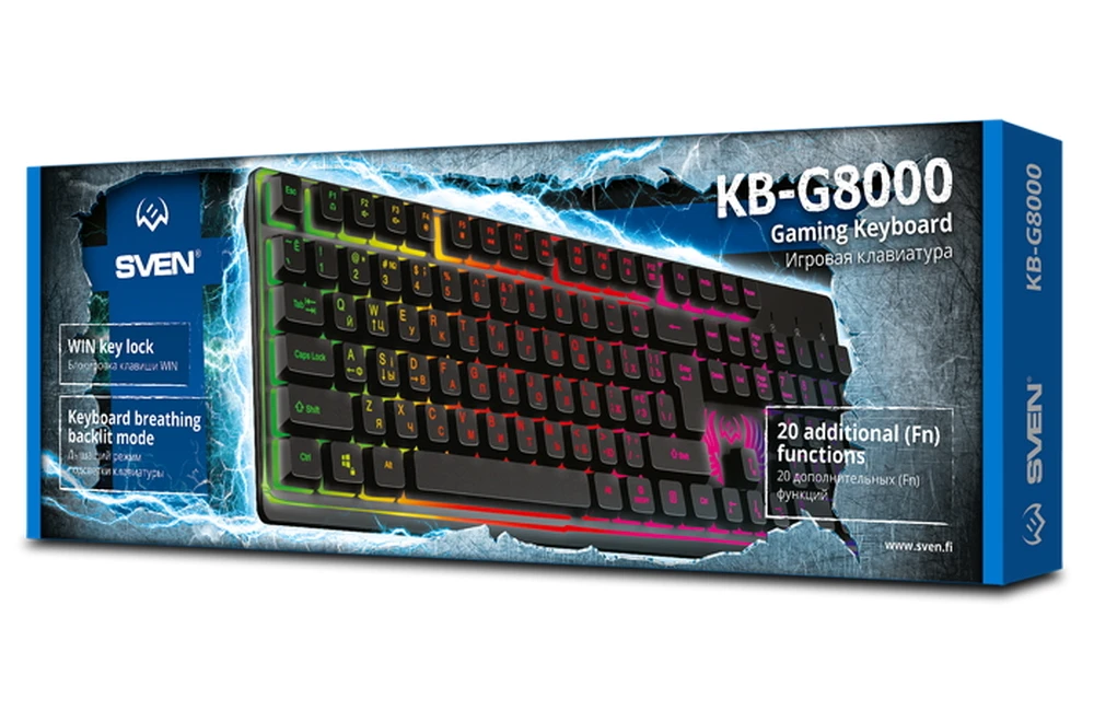 Клавиатура sven kb-g8000, проводное, чёрный 4