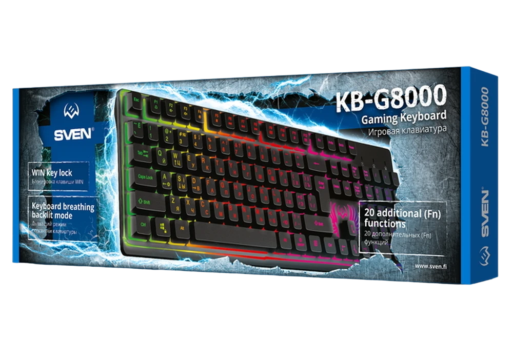 Клавиатура sven kb-g8000, проводное, чёрный 9