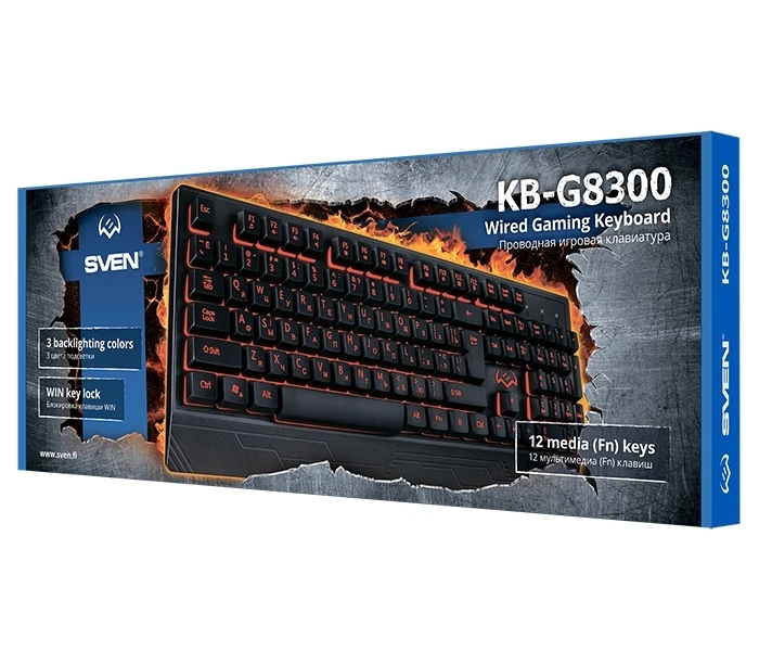 Tastatură sven kb-g8300, cu fir, negru 11