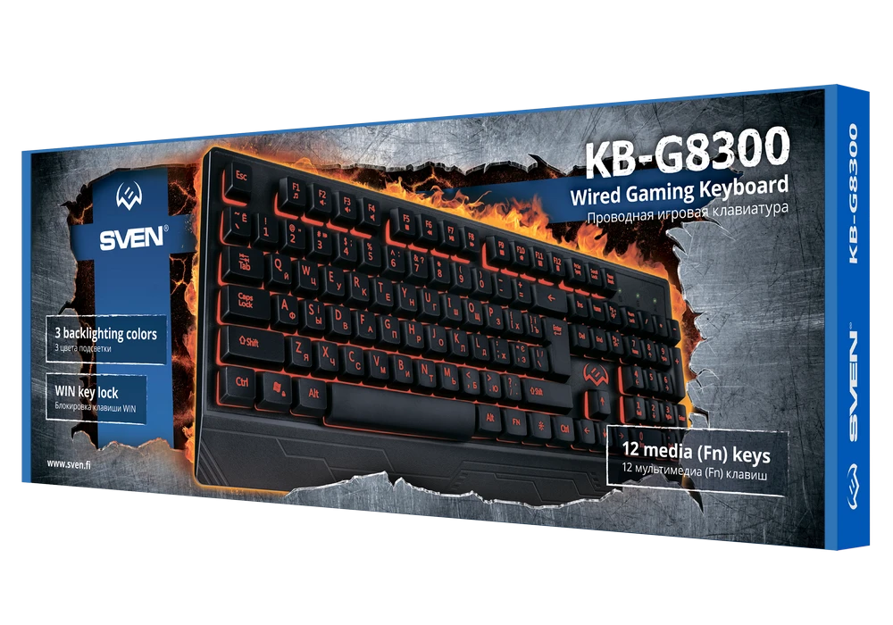 Tastatură sven kb-g8300, cu fir, negru 9