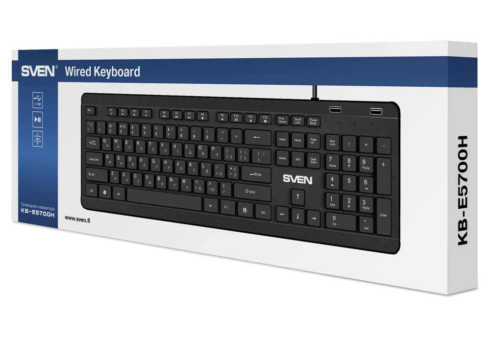 Клавиатура sven kb-e5700h, проводное, чёрный 2