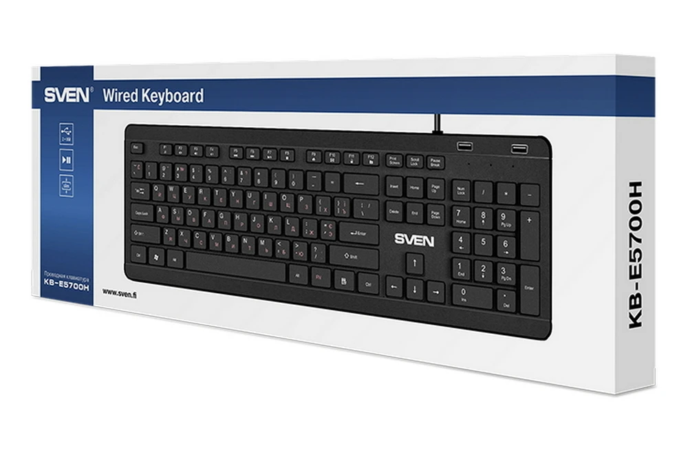 Клавиатура sven kb-e5700h, проводное, чёрный 9