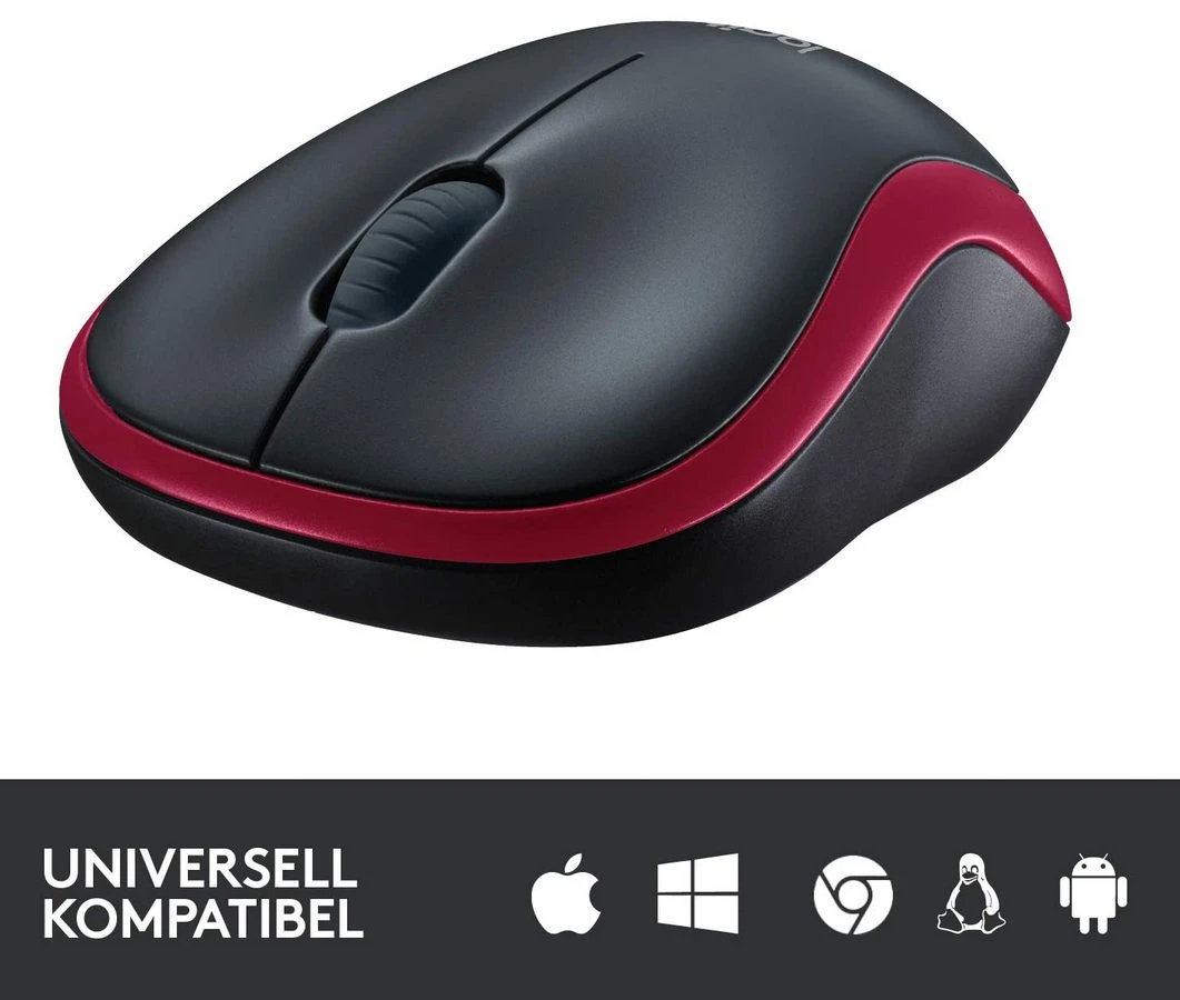 Беcпроводная мышь logitech m185, красный 12