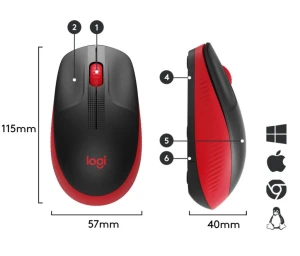 Mouse wireless logitech m190, roșu Thumbnail 6