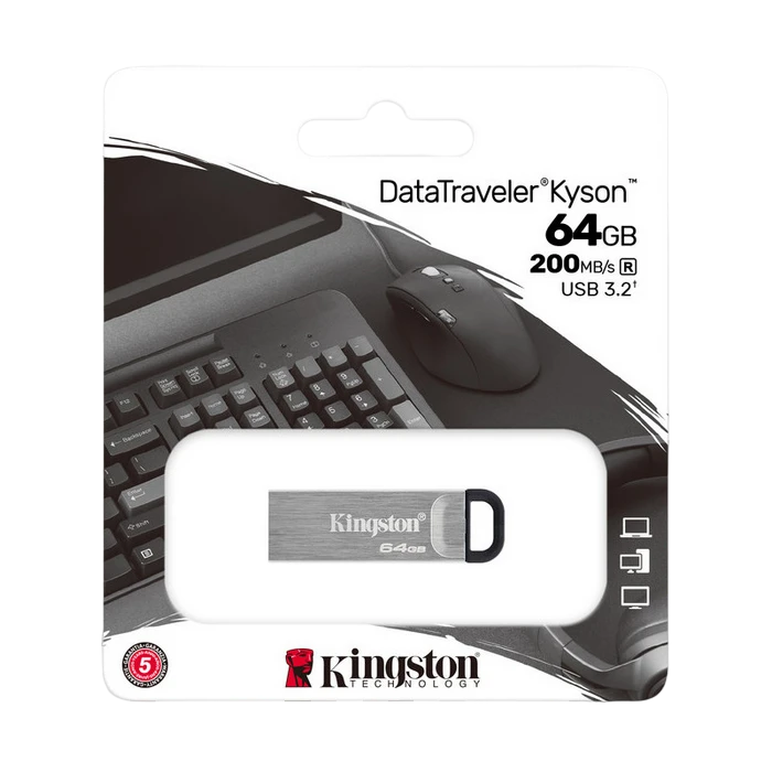 Memorie usb kingston datatraveler kyson, 64gb, argintiu 4