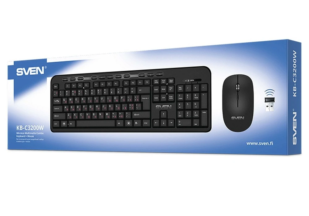 Set tastatură + mouse sven kb-c3200w, fără fir, negru 12