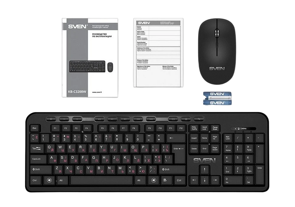 Set tastatură + mouse sven kb-c3200w, fără fir, negru 3