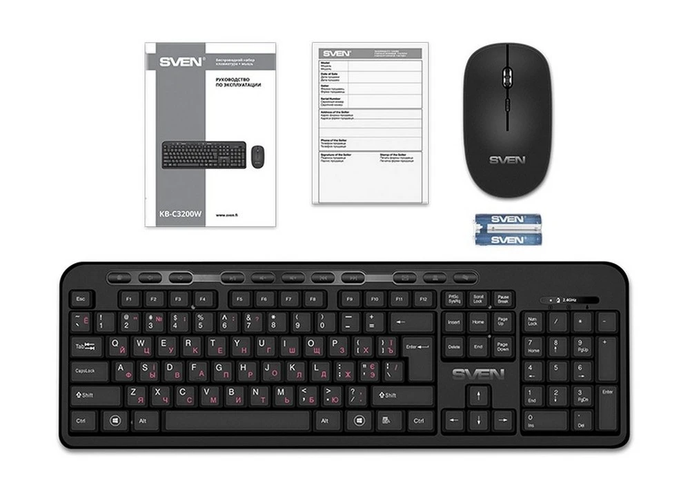 Set tastatură + mouse sven kb-c3200w, fără fir, negru 6