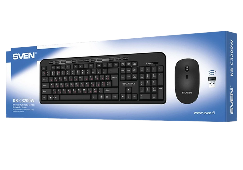 Set tastatură + mouse sven kb-c3200w, fără fir, negru 9