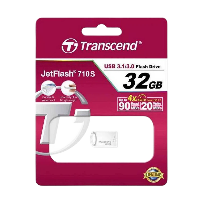 Usb flash накопитель transcend jetflash 710, 32гб, серебристый 9