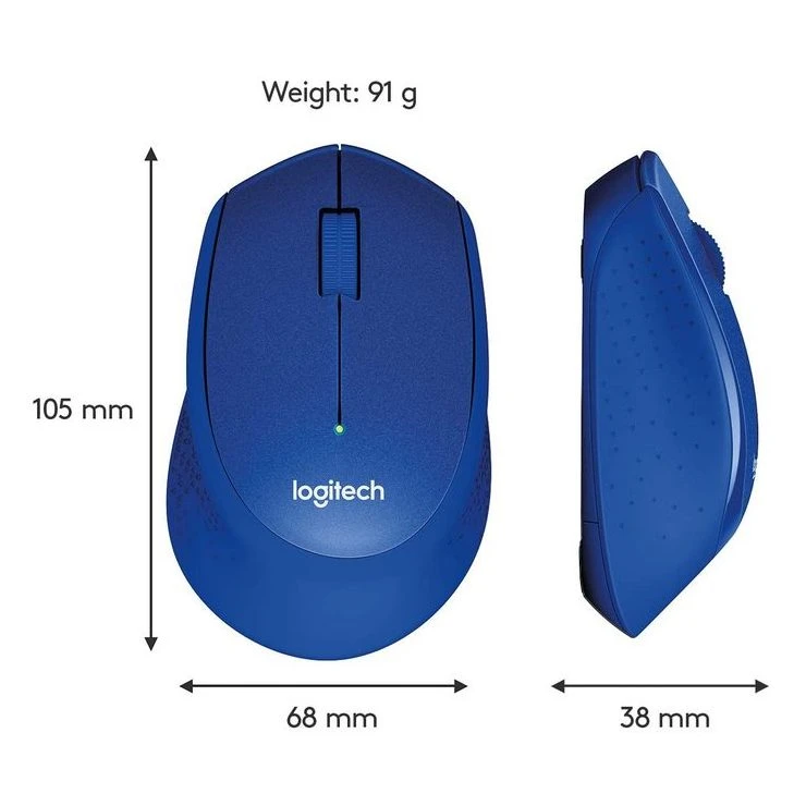 Беcпроводная мышь logitech m330 silent plus, синий 12