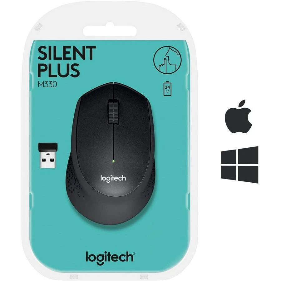 Беcпроводная мышь logitech m330 silent plus, чёрный 2