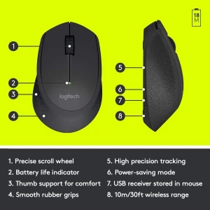 Беcпроводная мышь logitech m330 silent plus, чёрный Thumbnail 16