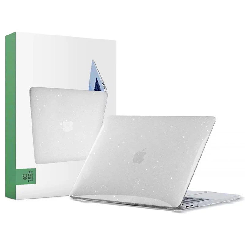 Husă pentru laptop tech protect smartshell macbook air 13 (2018-2020), 13", policarbonat, glitter clear 3