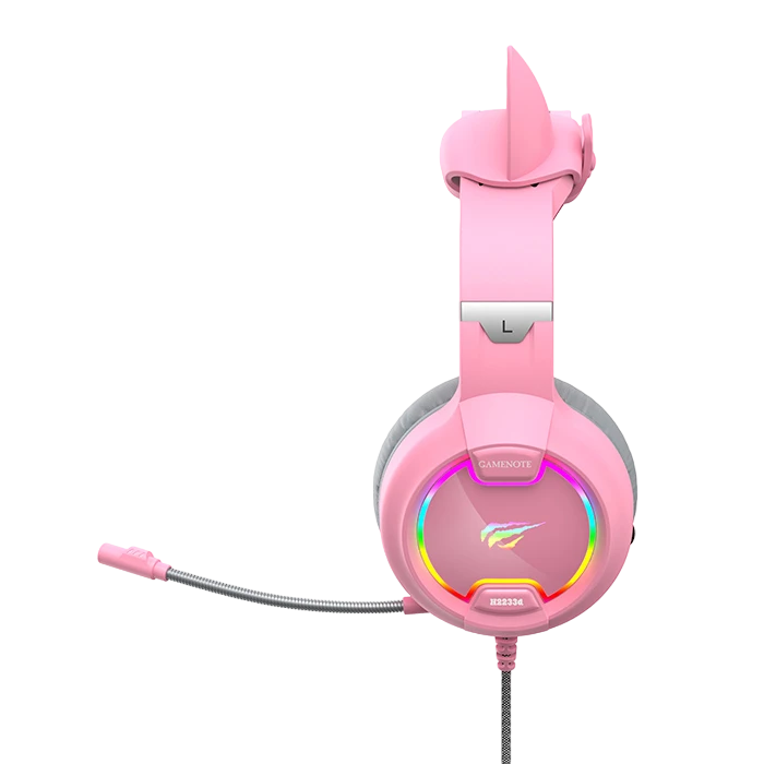 Игровая гарнитура havit h2233d, проводной аналоговый, розовый 3