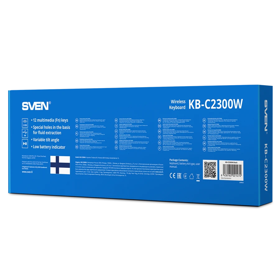 Tastatură sven kb-c2300w, fără fir, negru 3
