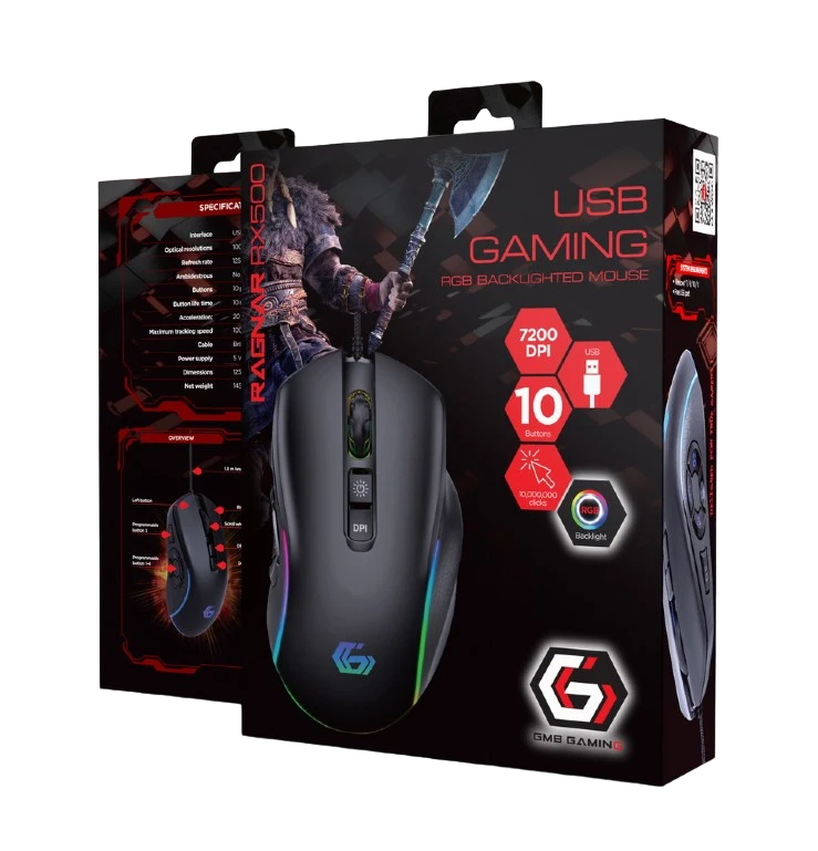 Игровая мышь gembird ragnar-rx500, чёрный 4