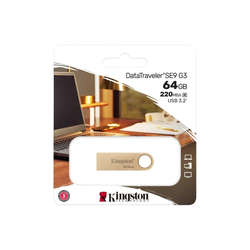 Usb flash накопитель kingston datatraveler se9 g3, 64гб, золотой 2