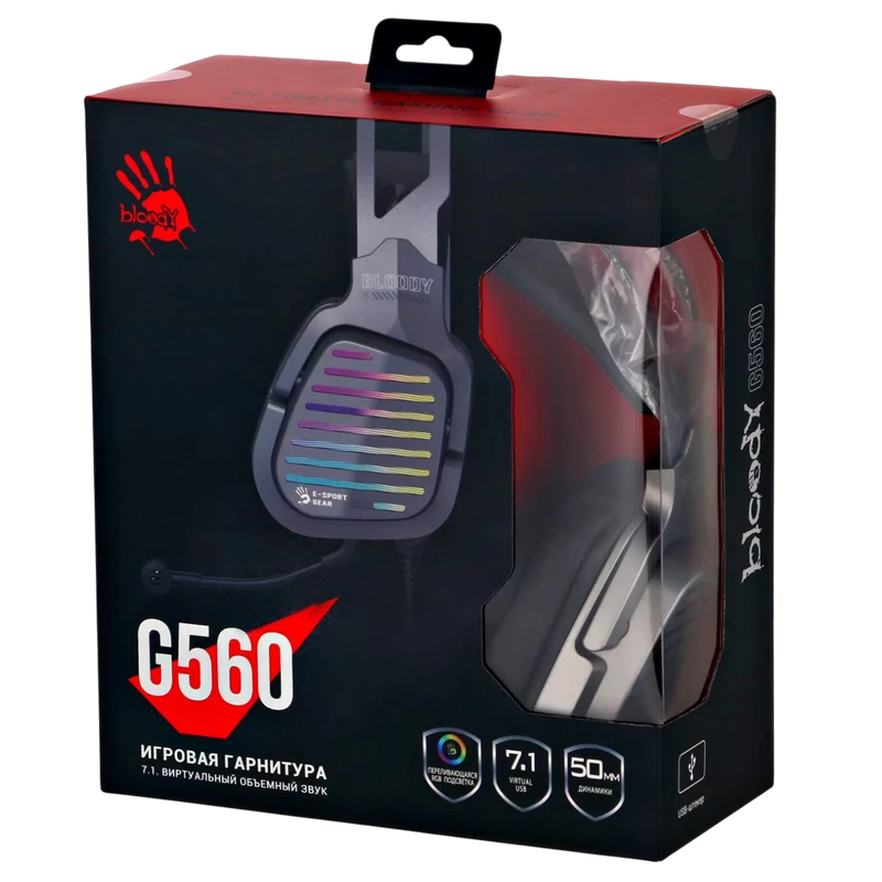 Игровая гарнитура bloody g560, проводной аналоговый, gun grey 3