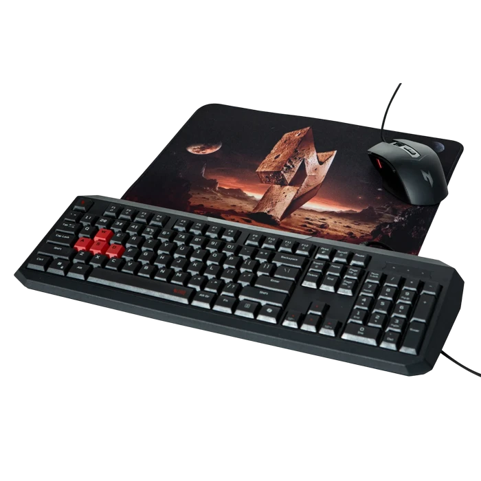 Игровой коврик для мыши acer nitro nmp450, medium, черный | красный 6