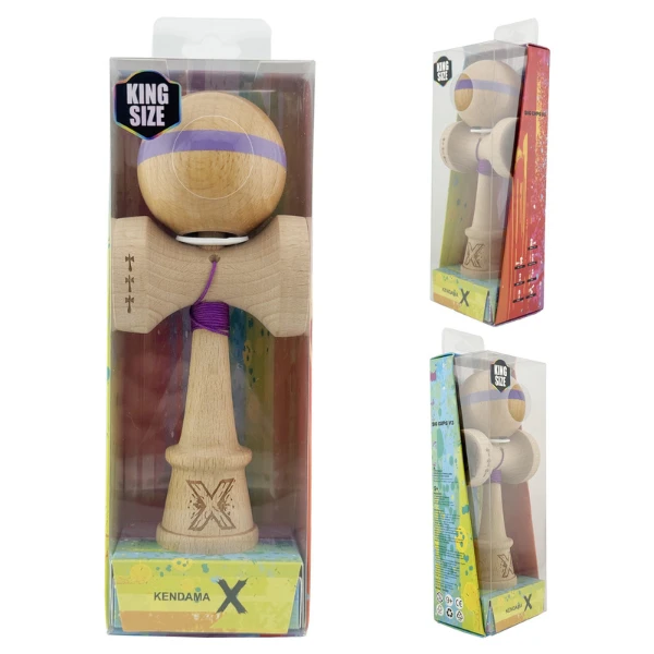 «kendama super sticky x original», rulment metalic, ața 62/65 cm, king size 7.5 x 6 x 18 cm, mov 12