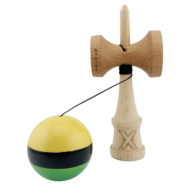 "kendama x original", profesionala, flippy, rulment metalic, ața 55 cm, ultra aderent, cupe mari, 7 x 6 x 18 cm, tricolor 5