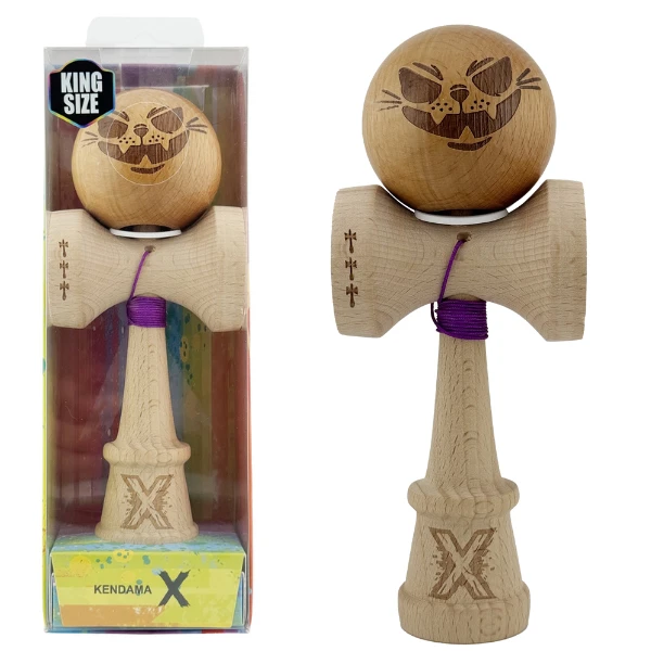 «kendama super sticky x original», rulment metalic, ața 62/65 cm, king size 7.5 x 6 x 18 cm, motan nebun 2