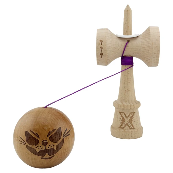 «kendama super sticky x original», rulment metalic, ața 62/65 cm, king size 7.5 x 6 x 18 cm, motan nebun 8