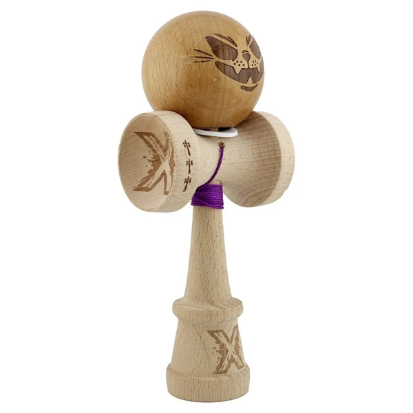 «kendama super sticky x original», rulment metalic, ața 62/65 cm, king size 7.5 x 6 x 18 cm, motan nebun 4