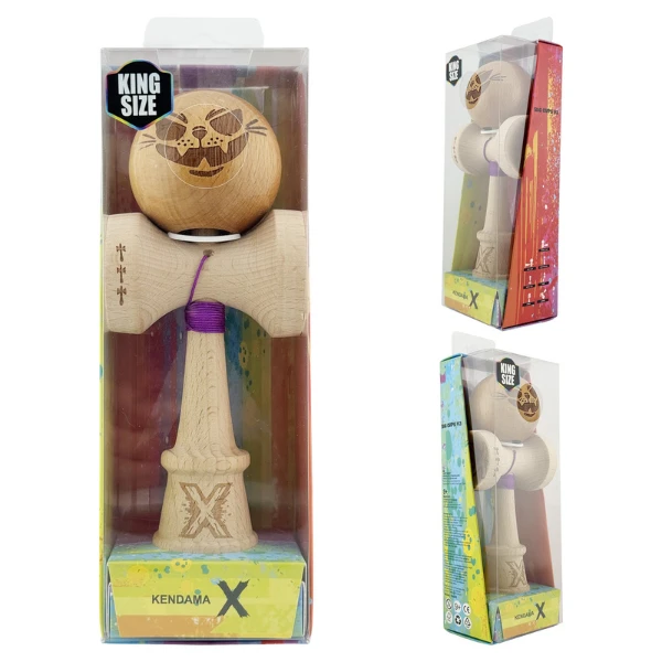 «kendama super sticky x original», rulment metalic, ața 62/65 cm, king size 7.5 x 6 x 18 cm, motan nebun 11