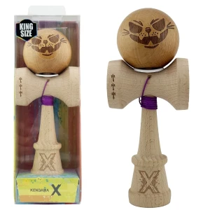 «kendama super sticky x original», rulment metalic, ața 62/65 cm, king size 7.5 x 6 x 18 cm, motan nebun